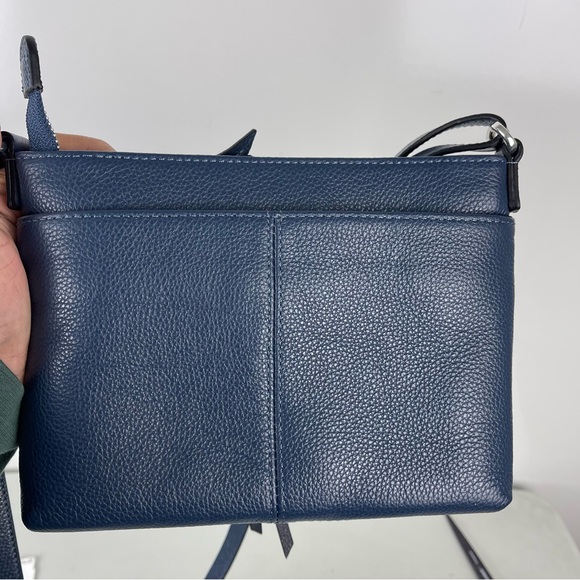 Brighton Interlok Blue Leather Crossbody Organizer Purse Silver Hardware Classic - Picture 11 of 14